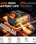 21V 4000mAh battery for Cordless Electric Tiller Cultivator With 21V Battery, Dual 4.0Ah Pack, showing features on circuit board