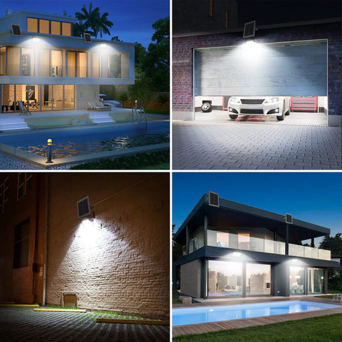 200W Solar Street Light Waterproof Outdoor Flood Light With 20000LM, 16Ft Wire, Dusk To Dawn Auto On, 5730 LED Beads, Big Battery, Set It And Forget It Security Lighting For Yard Garden Path Parking Lot