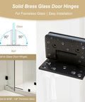 Heavy Duty 90 Degree Offset Shower Door Hinge, Wall Mount For Frameless Glass, Fits 5/16 To 1/2 In Tempered Glass, Brass Matte Black