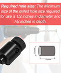 Compatible With 84299 Screw Anchor Expander For Masonry showing required hole size diagram and tool close-up