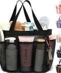 Odorless Mesh Shower Caddy With Dual Handles 8 Pocket Quick Dry Travel Organizer filled with toiletries