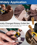 Brass Rotary Tool Collet Set with 1mm 1.6mm 2.4mm 3.2mm sizes 2 pack for precise fit, compatible with most rotary tools, in use