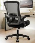 Ergonomic Mesh Office And Gaming Chair With High Back Rolling Casters All Day Comfort Adjustable Lumbar Back View Black