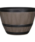 Brown Resin Garden Hose Pot With Removable Drain Plug, big capacity storage container, eco-friendly recycled material, side view