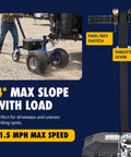 Heavy Duty Goodyear Electric Trailer Dolly 3600 Lbs Capacity With Powerful 24 Volt 800W Motorized Design maneuvering on gravel with a throttle lever.