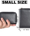 Genuine Leather Card Holder With Zipper Wallet For 26 Cards Black Slim And Durable Compact Go To Card Organizer dimensions shown