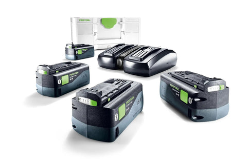 Energy Set SYS 18V Four 5.0Ah Batteries and TCL6DUO Rapid Charger in Systainer Case for Pro Contractors and DIYers