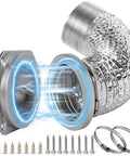 Magnetic Dryer Vent Connector Kit With Airtight DV180 Seal Quick Connect And Disconnect shown with silver hose and clamps.