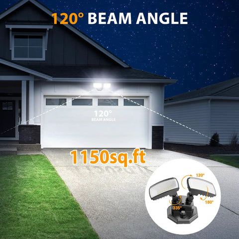 Rock Steady Hardwired Led Flood Light Dusk To Dawn Sensor Ip66 Waterproof 3200 Lumen Auto On Off Energy Efficient Outdoor Security No Plug No Hassle Mount For Driveway Backyard