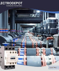 Industrial setup with Heavy Duty Three Pole 30A Contactor With 110 To 120V Coil For Motors And Lighting, 600V IEC DIN Rail Mount