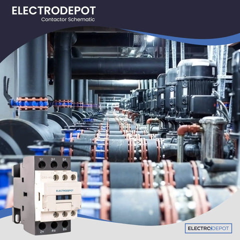 Industrial setup with Heavy Duty Three Pole 30A Contactor With 110 To 120V Coil For Motors And Lighting, 600V IEC DIN Rail Mount