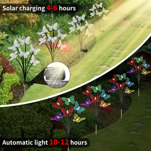 Solar Butterfly Lights Outdoor 2 Pack With 12 Swaying Garden Lights Waterproof Color Changing For Yard Pathway Decor That Dance In The Breeze And Create A Whimsical Nighttime Vibe