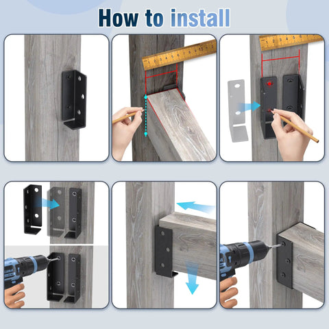 Installation of Beefy Heavy Duty Metal Deck Railing Bracket Connector for Vinyl Fence Panels to Posts Adjustable Mount