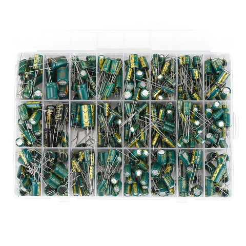 Must Have 460 Piece Capacitor Assortment Kit With 24 Values, 1uF To 1500uF, 6.3V To 50V Aluminum Electrolytic Caps, DIP Box