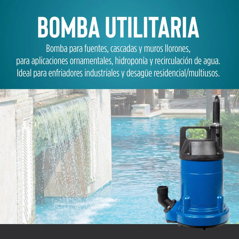 Aluminum Multi Purpose Pump 115 Volt One Third HP 2000 GPH With Ten Foot Cord, blue design by water feature