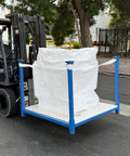 Heavy Duty Steel Bulk Bag Filling Station Stand For FIBC Bags 52 By 52 Inches Hands Free Loading Open Center Frame For Full Access Ideal For Debris Scraps And Waste On Job Sites, forklift view