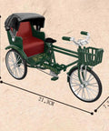 Deadset Cool Design 1:12 Scale Alloy Tricycle Model And Three Wheeled Rickshaw Miniature Figurine In Green, 21.3cm x 14cm x 7.7cm