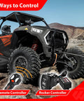 WeiSen 4500lb Electric Winch Kit With Remote For Polaris RZR XP 1000 And General Models, featuring remote and rocker controller.
