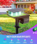 Solar Color Changing Outdoor Lights With 50 LED RGB Spots IP67 Waterproof Landscape Lighting For Yard Garden Patio Auto Color Cycle And Fixed Modes Great For Halloween And Christmas Decor 2 Pack in garden setting