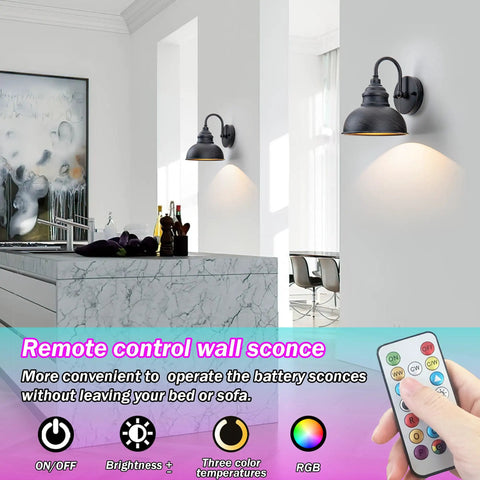 Battery Operated Wall Sconces Two Pack With Remote, Wireless Indoor Wall Mount Lamps in modern kitchen setting