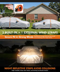 Tough As Nails All Weather Waterproof Car Cover For Outdoor Use with wind straps and night reflective strips for SUVs and crossovers