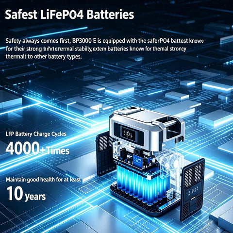 Detailed view of Safest LiFePO4 batteries in Straight Up Powerhouse Solar Generator, showcasing LFP battery design and internal structure.