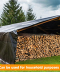 Heavy Duty Waterproof Poly Tarpaulin 12x25 Feet Silver Black With Grommets And Reinforced Edges UV Resistant Tarp Cover sheltering wood