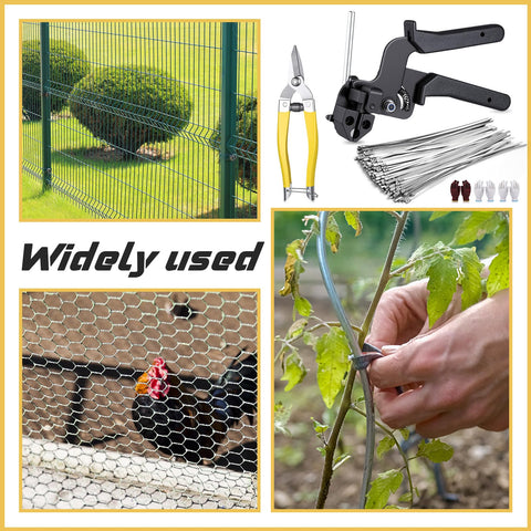 Stainless Steel Cable Tie Gun Kit With 150 Zip Ties 50 Of Each Size 6 8 And 11.8 Inch Includes Cutter And 3 Pairs Gloves for fencing