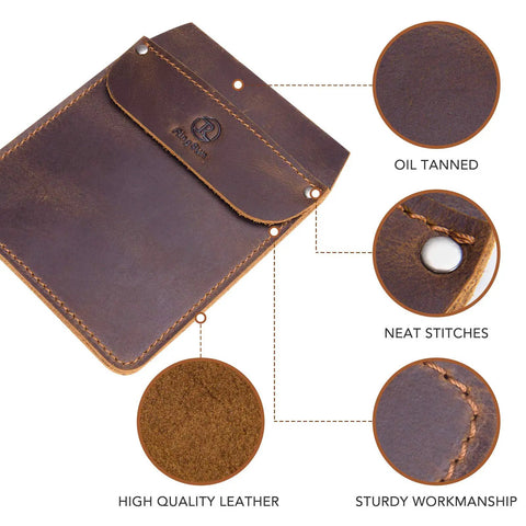 Genuine Leather Pocket Protector for Men Durable Tool Pouch for Jeans and Shirts Keeps Tools and Pens Secure Premium Brown Cowhide