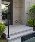 Heavy Duty Adjustable Stair Handrail Rock Solid Wall And Floor Mounted Wrought Iron Safety Rail Built Tough For One To Three Steps No Sweat Installation In Matte Black Steel on outdoor steps.