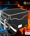 Fireproof Document Box With Lock Collapsible File Organizer With Mesh Pockets Portable Home Office Safe Filing Box For Hanging
