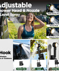 On The Go Camp Shower System For Camping With 8000mAh Battery LED Display USB C Charging 25L Foldable Water Bucket 5 Level Spray