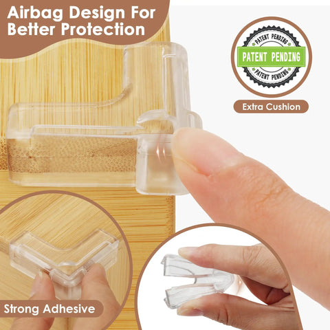 12 Pack Heavy Duty Corner Protectors For Baby Safety Furniture Edge Guards Slick Clear L Shaped Airbag Cushions on table