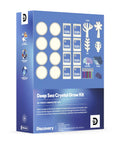 Deep Sea Crystal Grow Kit for Kids box displaying 32-piece STEM chemistry lab and colorful sea creatures for ages 8 and up.
