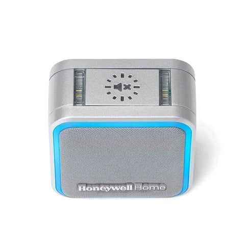 Gray Portable Wireless Doorbell with Push Button, 350 Ft Range, 7 LED Halo Colors, 84 dB Chime, Sleep and Mute Modes