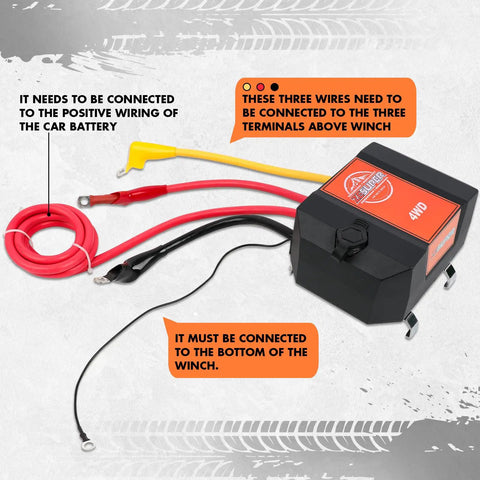 Zesuper 12V Electric Winch Control Box Solenoid Relay Kit with color-coded wires for installation on 8000-17000 lb winches.