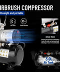 Oil Free Airbrush Compressor AS186 With 3L Tank Regulator And Moisture Trap Portable Quiet 47 dB shown in operation