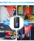Wireless Driveway Alarm System With 600 Foot Range All Weather Outdoor Motion Sensor And Microwave Infrared Detector in use outdoors