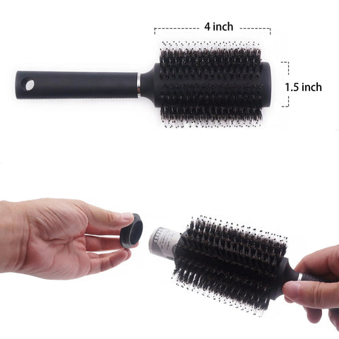 Travel Safe Round Hair Brush With Discreet Removable Lid Smell Proof Bag And Hidden Compartment For Valuables Like Jewelry And Cash Real Hair Brush That Doubles As A Diversion Safe For On The Go And Home Use with view of hidden compartment