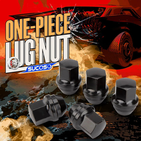 Large Acorn Lug Nuts 20 Pack M14x1.5 Closed End One-Piece Lugnuts for Grand Cherokee, Wrangler, Mustang - Black, 60 Degree Cone