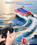 Full Proportional Remote Control Boat for Kids and Adults, 20MPH Plus High Speed Waterproof RC Boat in action with a remote controller