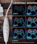 Lit Blue Gamepad Neon Sign For Gaming Room Decor USB Powered LED Neon Light With 6 Dimmable Modes showing brightness and switch