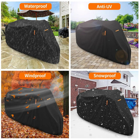 Heavy Duty Adult Tricycle Cover Tough As Nails For Three Wheel Bikes All Season Weatherproof Outdoor Storage Waterproof Dustproof Windproof Fits Mountain Road Cruiser And Some E Bikes 75L 30W 44H, black cover in rain