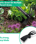 Heavy Duty 2 In 1 Garden Hoe And Cultivator With A 45 Inch Long Adjustable Handle for weeding in a vegetable bed