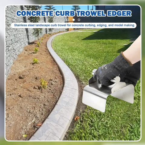 Concrete Curb Trowel Edger With Wave Putty Knife, Ergonomic 4x6x4 Inch Handle, Rust Resistant Stainless Steel Landscape Curb Tool
