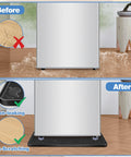 ToLanbbt mini fridge silicone mat with 4 base raisers; 20x20x0.6 in, black, installed under refrigerator.