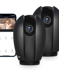 Pan Tilt Security Camera For Baby Monitor With Phone App No Brainer 2 Pack Includes 2 Free 32GB SD Cards 1080P WiFi Indoor Pet Camera