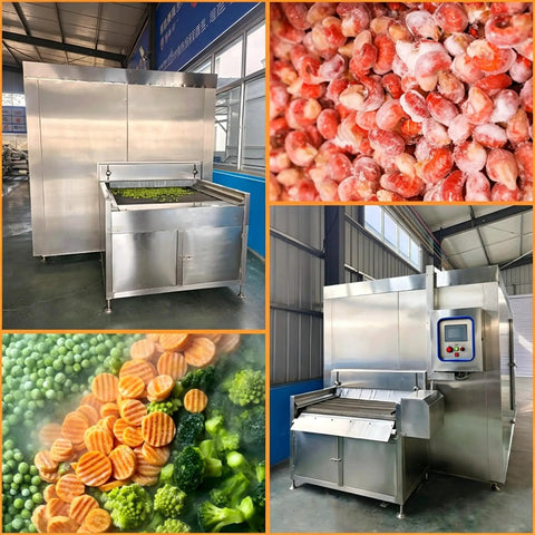 Built Tough IQF Tunnel Freezer With Integrated Conveyor Belt For Lightning Fast Blast Chilling Of Meat Seafood And Produce On Busy Production Lines, stainless steel design, chilling vegetables.