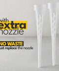 Fast Curing Construction Adhesive For Concrete, Brick, Stone And Granite With Extra Nozzle Included shown with two clear nozzles
