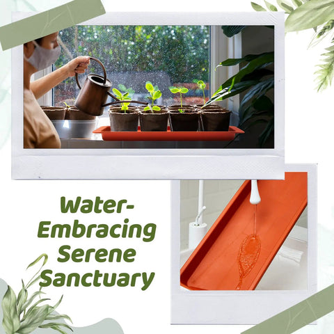Terracotta 4 Pack Rectangle Plant Saucers 24 X 8 X 1.6 Inch Large Plastic Drip Trays For Windowsill Pots And Planters, Perfect Drainage For Germination, Indoor Outdoor Use, Keeps Surfaces Clean And Pots Stable